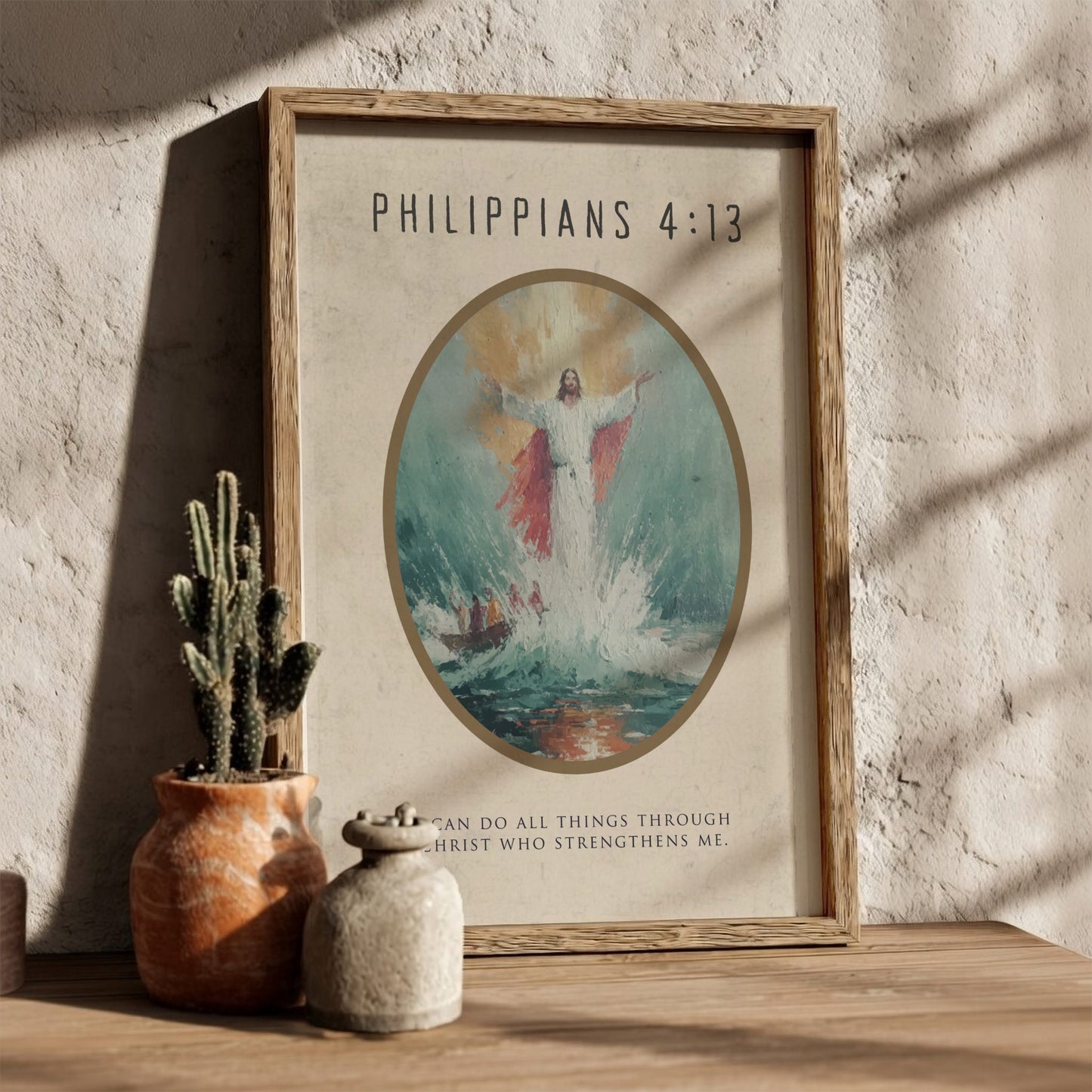 Philippians 4:13 Scripture Art - "Through Christ" Wall Print