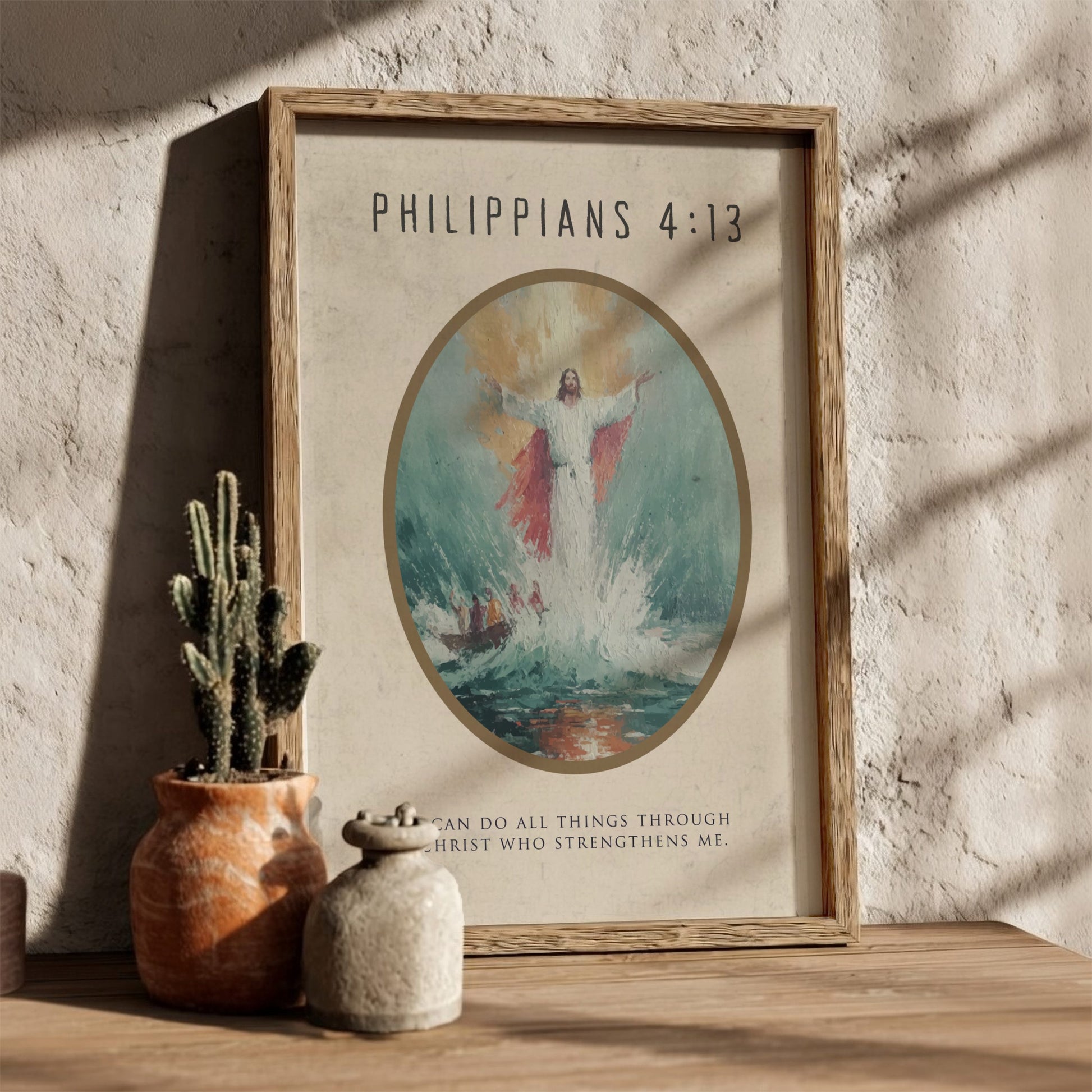 Philippians 4:13 Scripture Art - "Through Christ" Wall Print