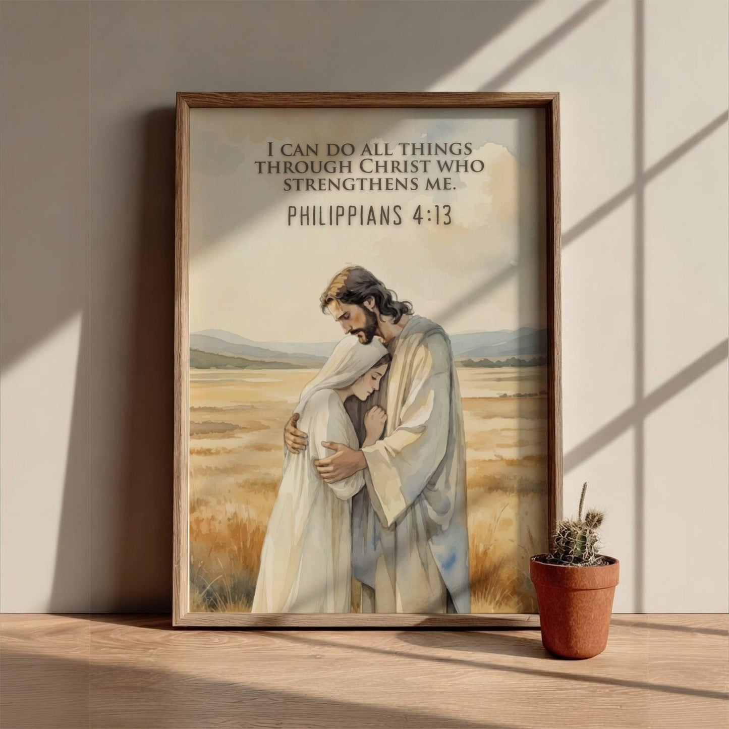 Philippians 4:13 Scripture Print - "Strength Through Christ" Wall Art