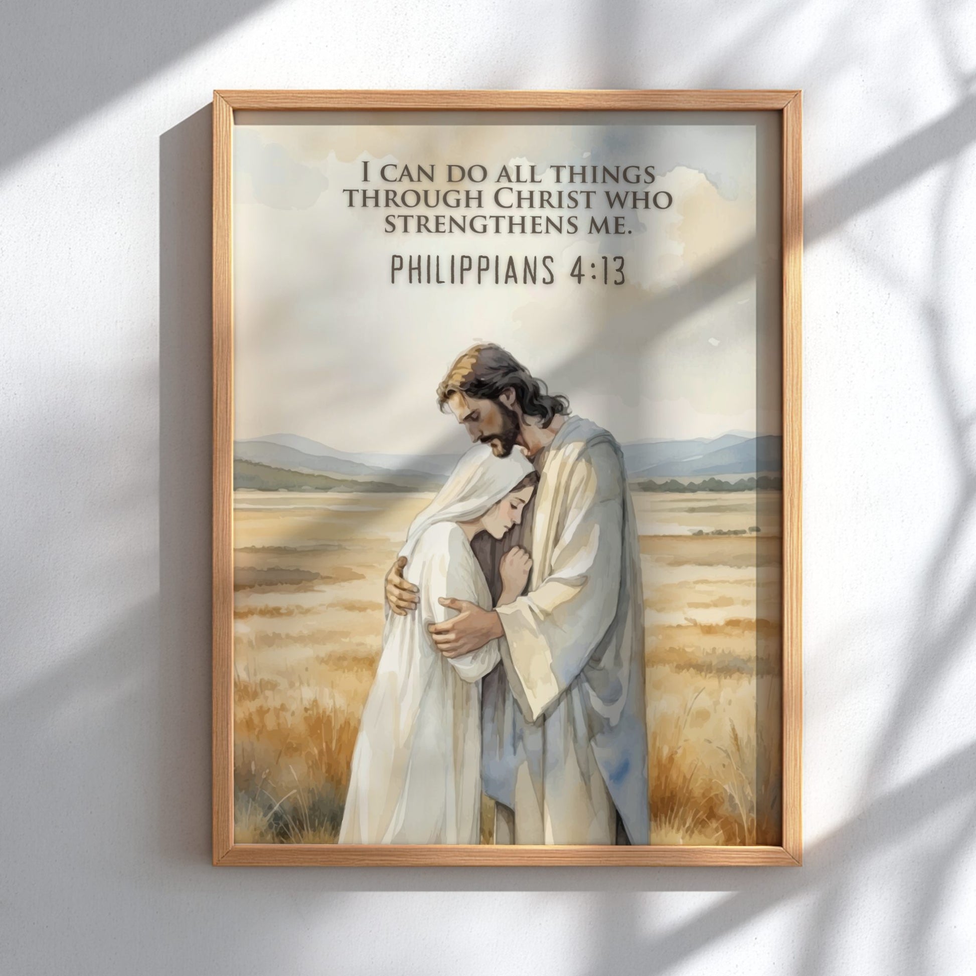 Philippians 4:13 Scripture Print - "Strength Through Christ" Wall Art