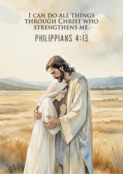 Philippians 4:13 Scripture Print - "Strength Through Christ" Wall Art