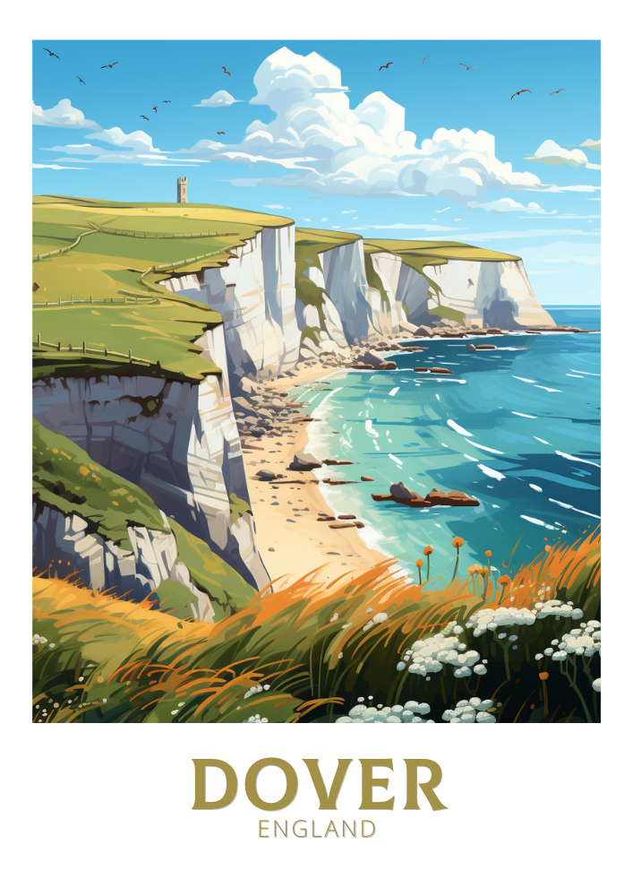 Europe DOVER CLIFFS TRAVEL PRINT - ENGLAND ARTWORK