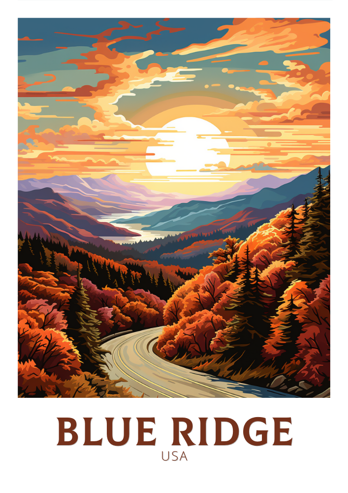 North AmericaBLUE RIDGE PARKWAY TRAVEL PRINT - NATIONAL PARK ARTWORK