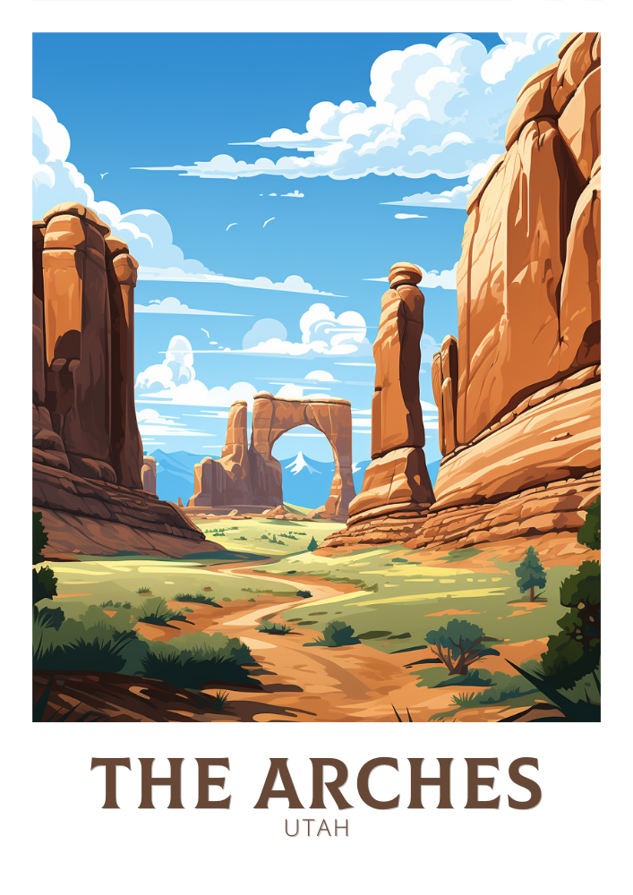 North AmericaARCHES NATIONAL PARK TRAVEL PRINT - UTAH ARTWORK