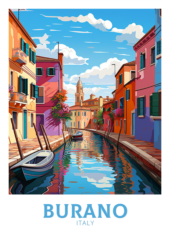 Europe BURANO TRAVEL POSTER - ITALY ARTWORK