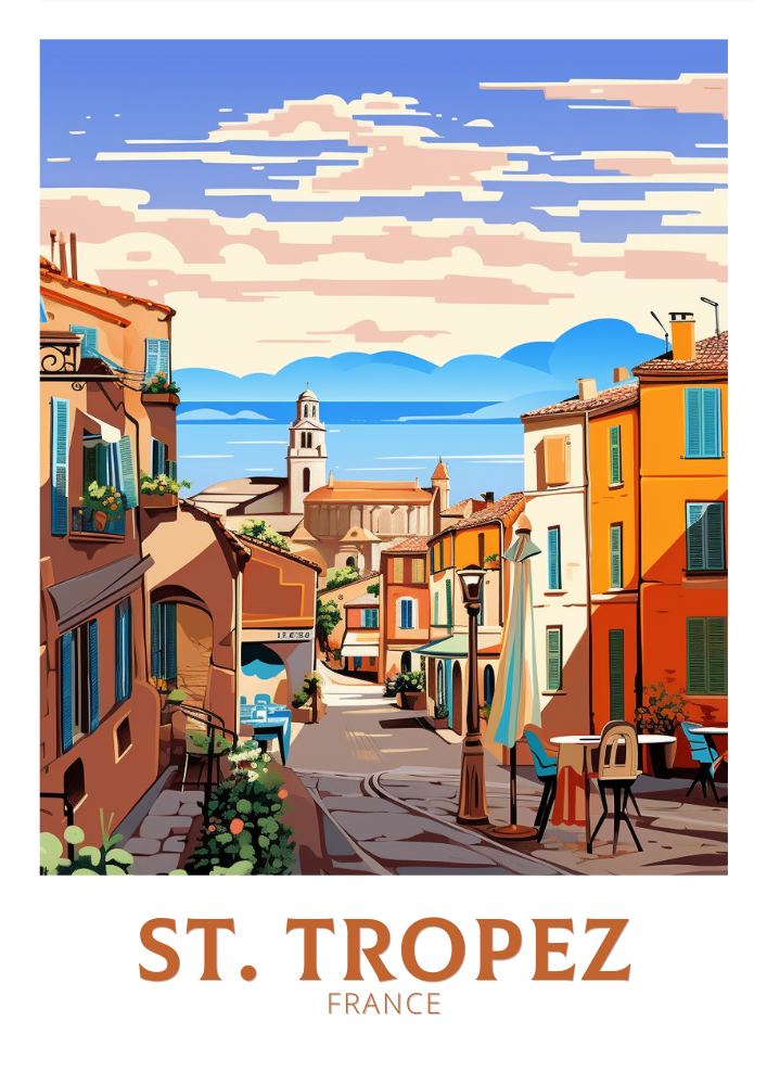 Europe ST TROPEZ TRAVEL POSTER - FRANCE ARTWORK