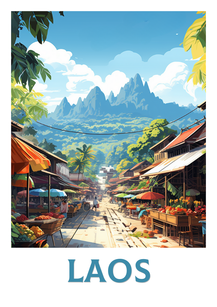Asian LAOS PRINT - TRAVEL ARTWORK