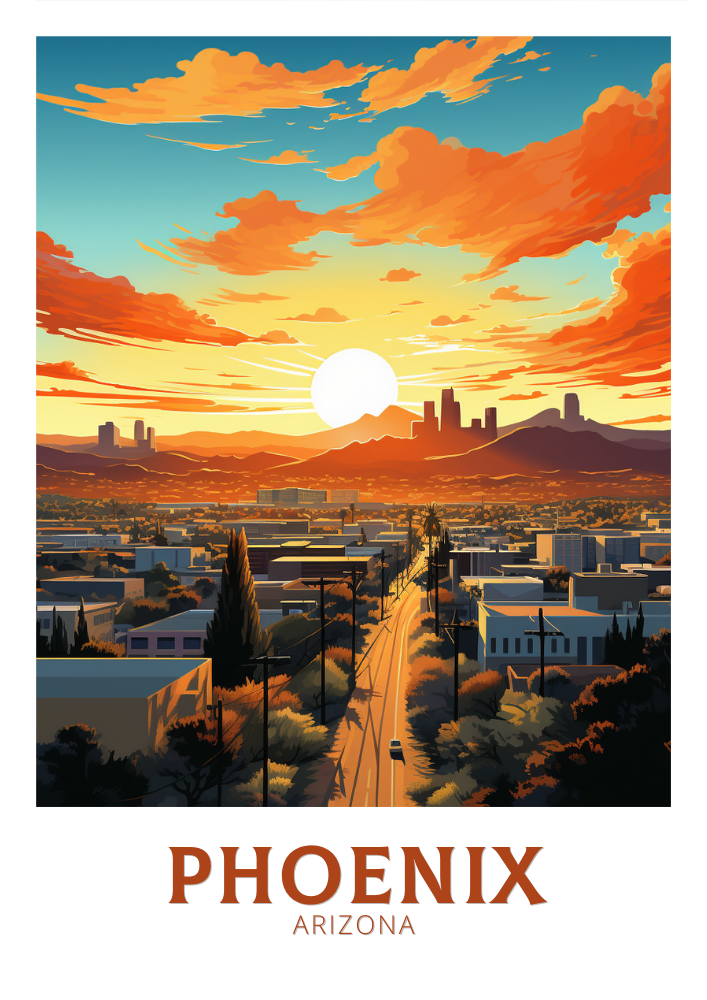 North AmericaPHOENIX TRAVEL POSTER - ARIZONA ARTWORK