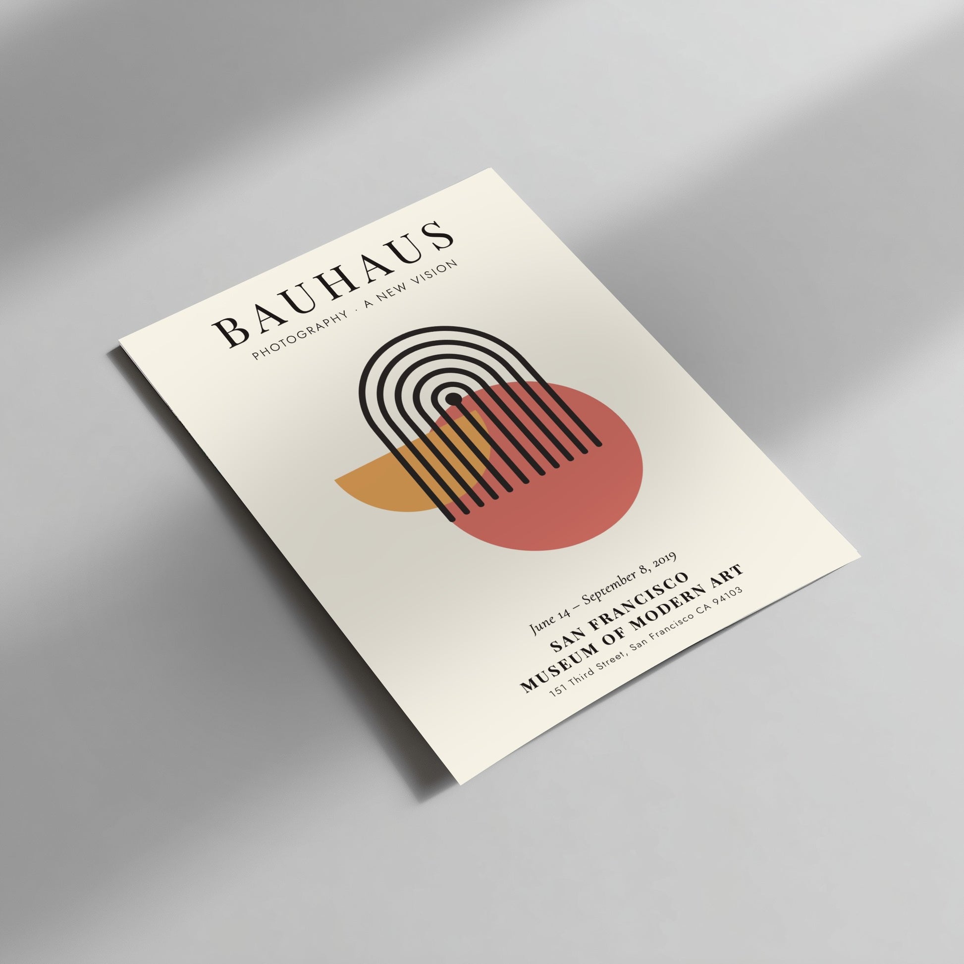 Bauhaus poster featuring geometric shapes and a modern color palette for wall decor