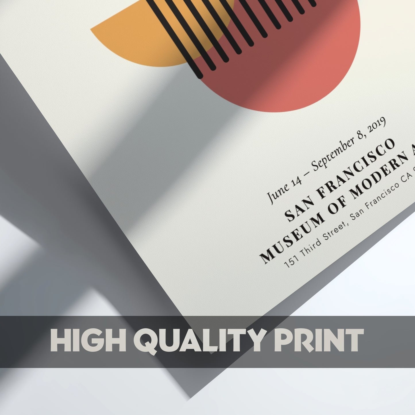 Bauhaus poster featuring geometric shapes and a modern color palette for wall decor
