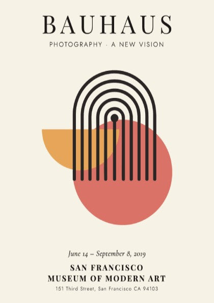 Bauhaus poster featuring geometric shapes and a modern color palette for wall decor