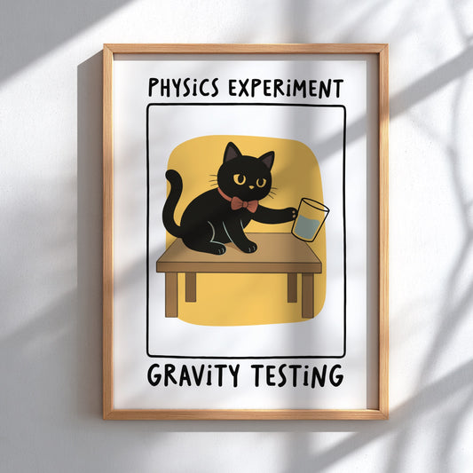 Physics Experiment Gravity Testing Poster - Science Lab Wall Art Print