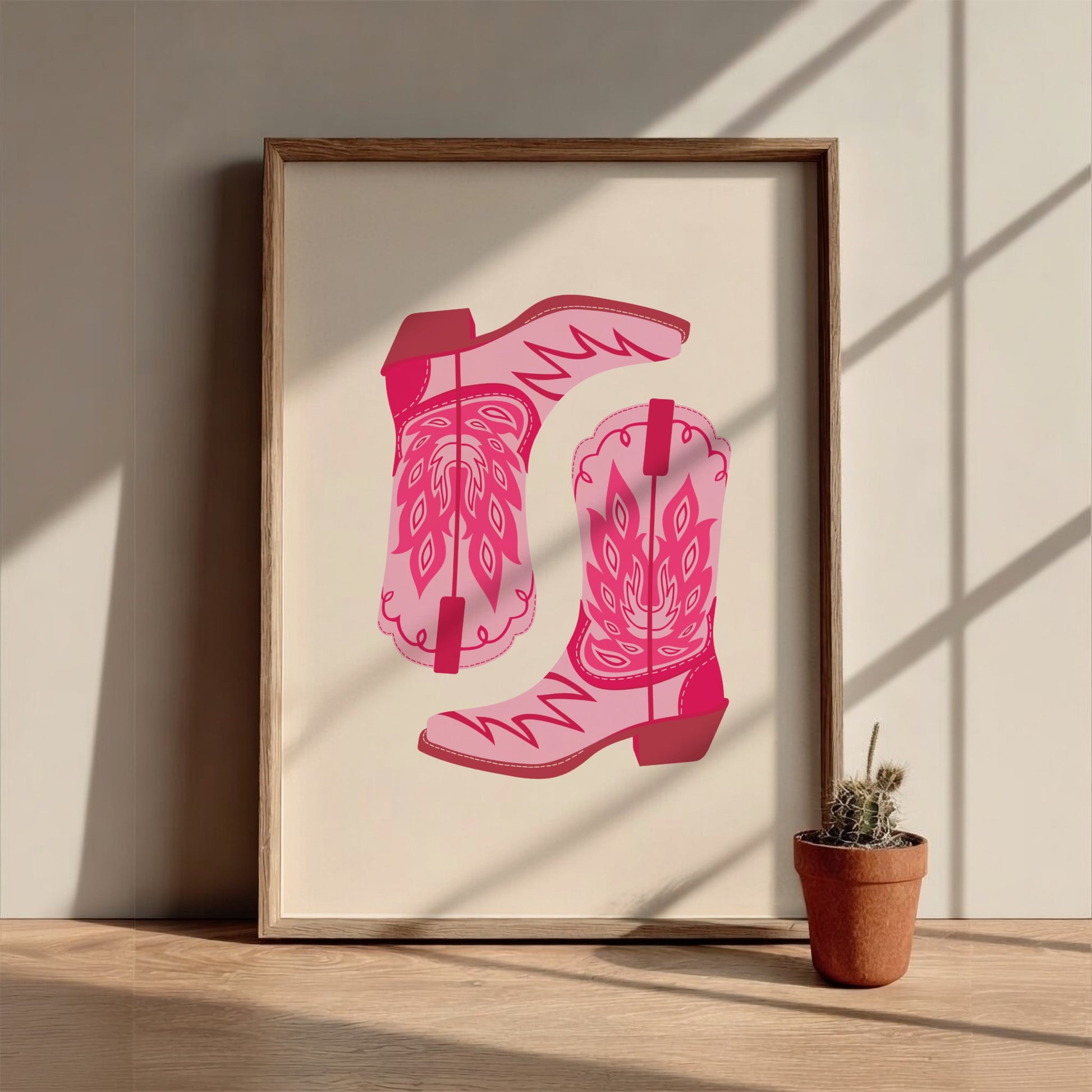 Western Chic Modern Art - The Pink Cowboy Boots Abstract Wall Print