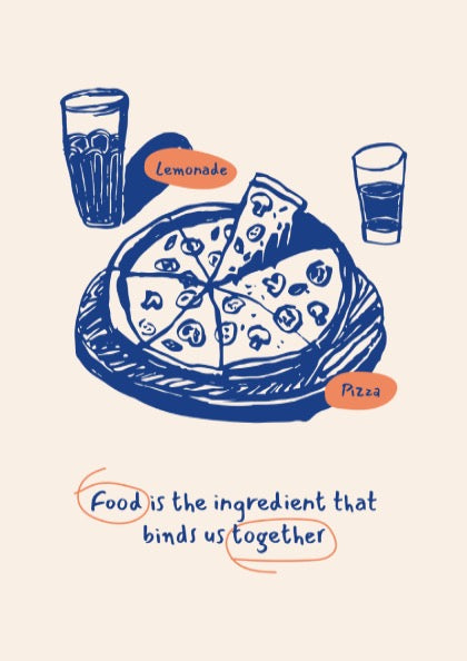 Pizza and Lemonade Poster - Fresh Italian Meal & Refreshing Drink Wall Art Print