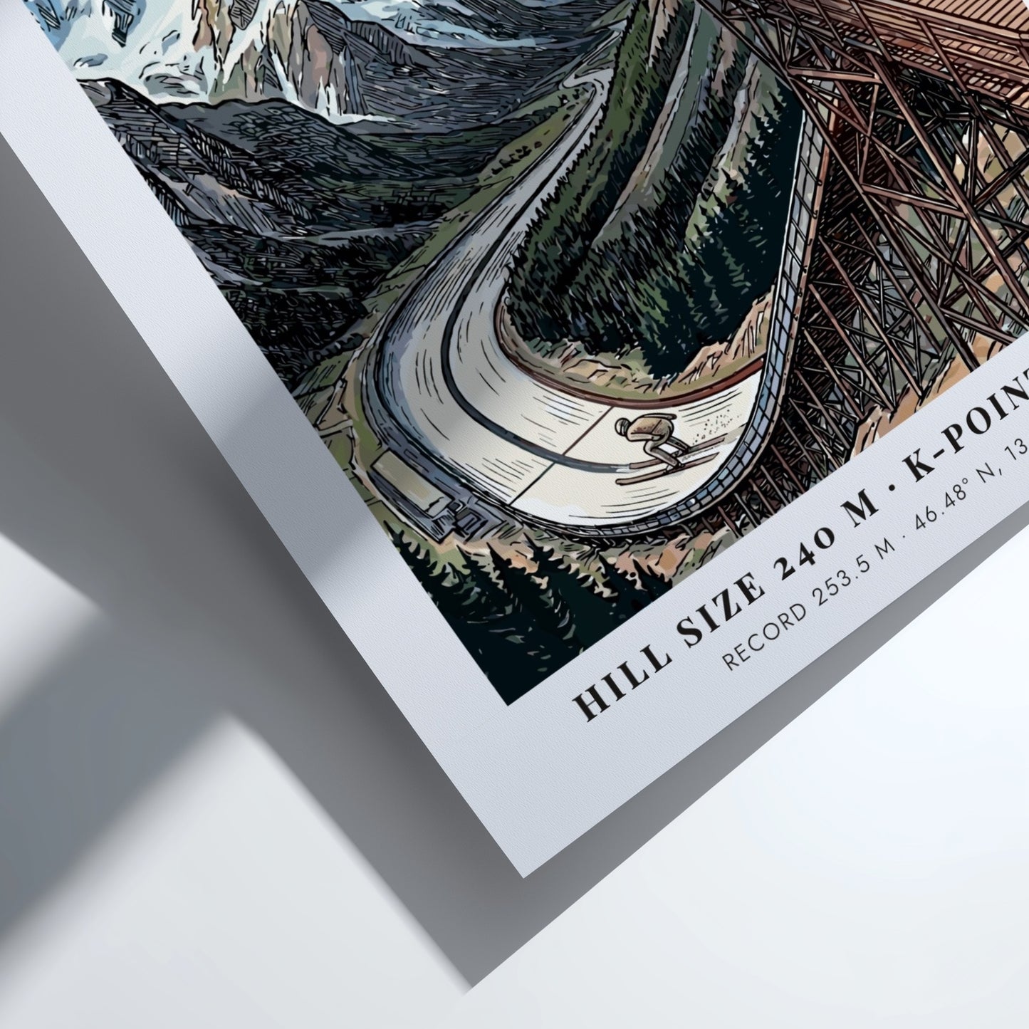 Poster of Planica Gorenjska Slovenia showing a large ski jumping ramp near mountains.