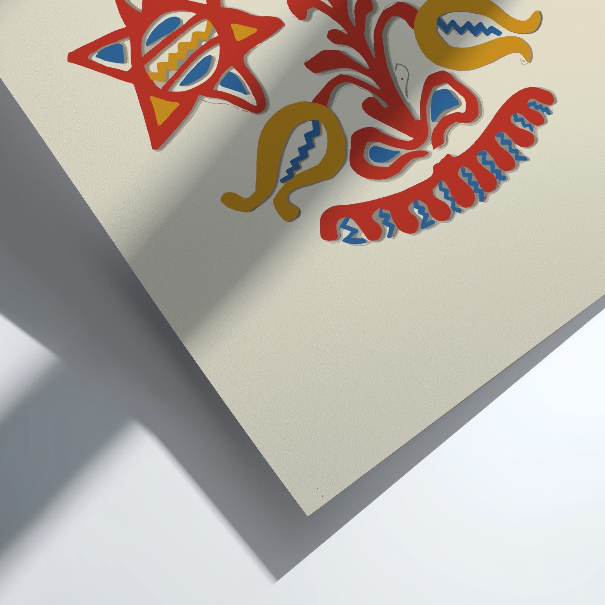 Folk Art of Rural Pennsylvania poster featuring a red, yellow, and blue stylized floral design on a cream