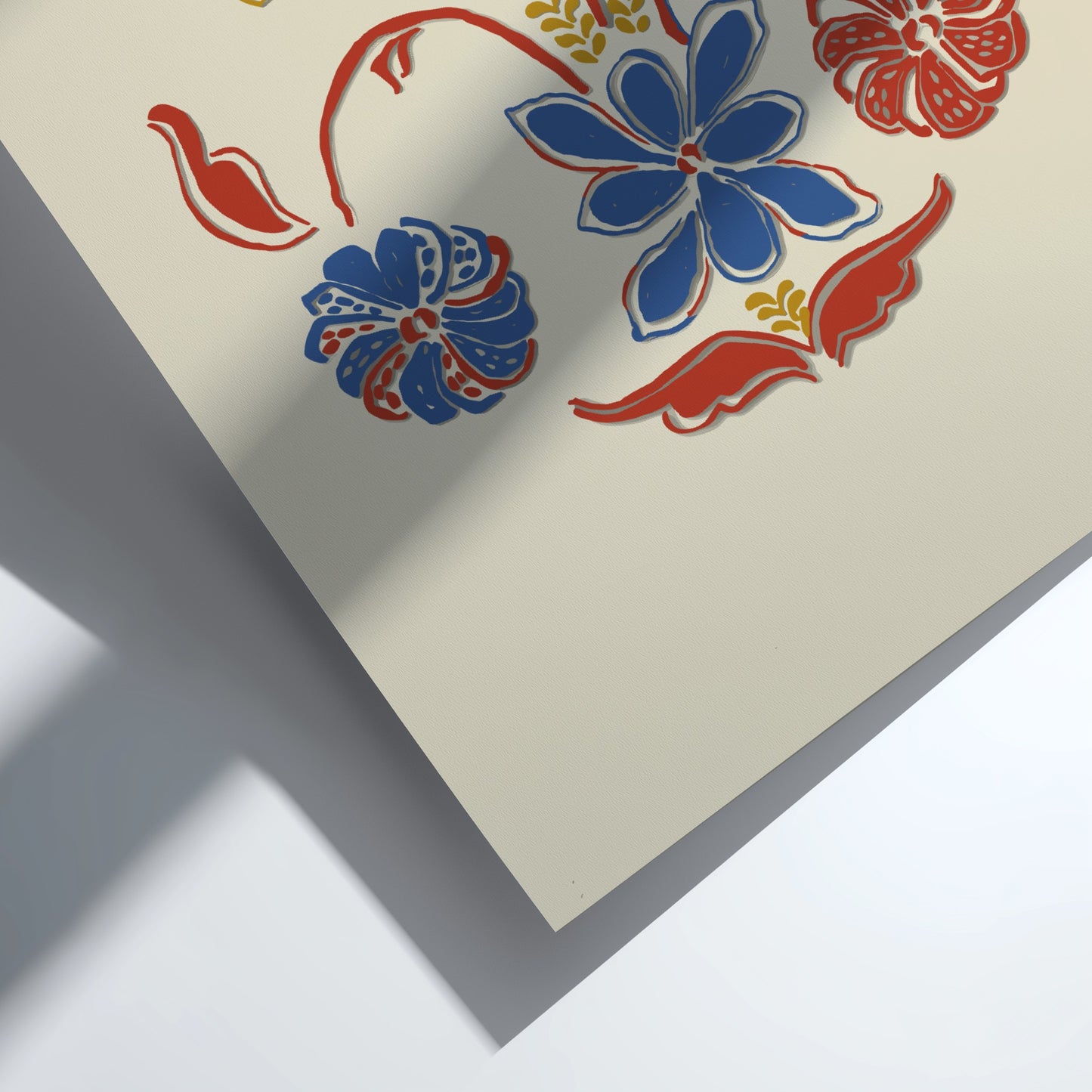 Folk Art of Rural Pennsylvania poster featuring a stylized floral design in blue, red, and yellow on a cream