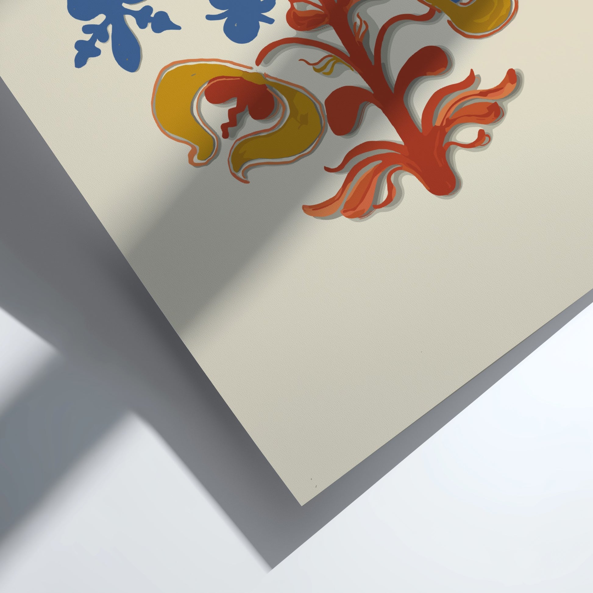 Folk Art of Rural Pennsylvania poster featuring a red bird and stylized tree in red, blue, and yellow.