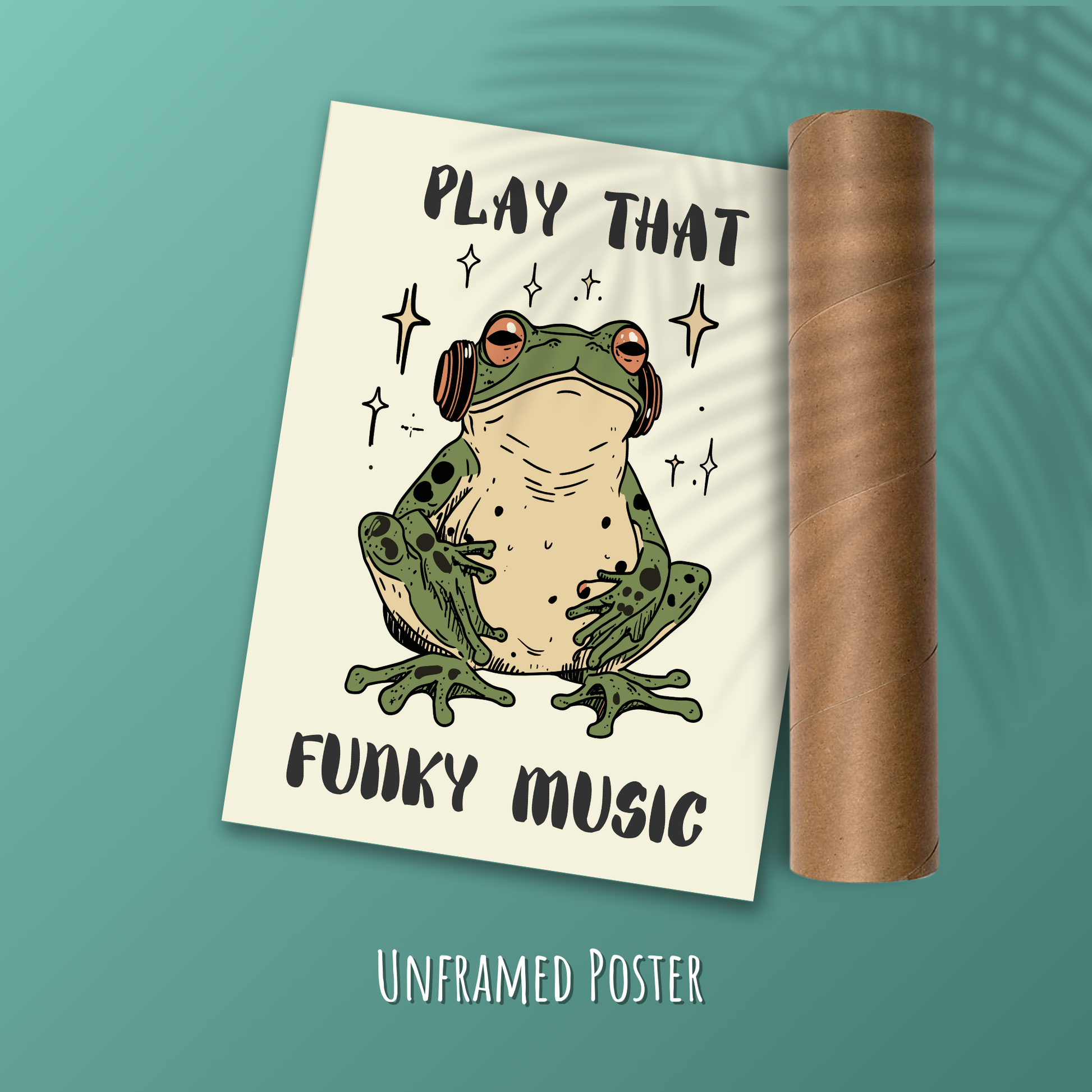 Play That Funky Music – Cool Frog Poster, Funny Retro Wall Art, DJ Frog Print, Quirky Music Decor, Hipster Illustration, Funky Room Aesthetic