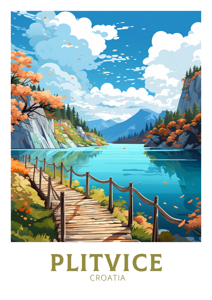 Europe PLITVICE TRAVEL PRINT - CROATIA ARTWORK