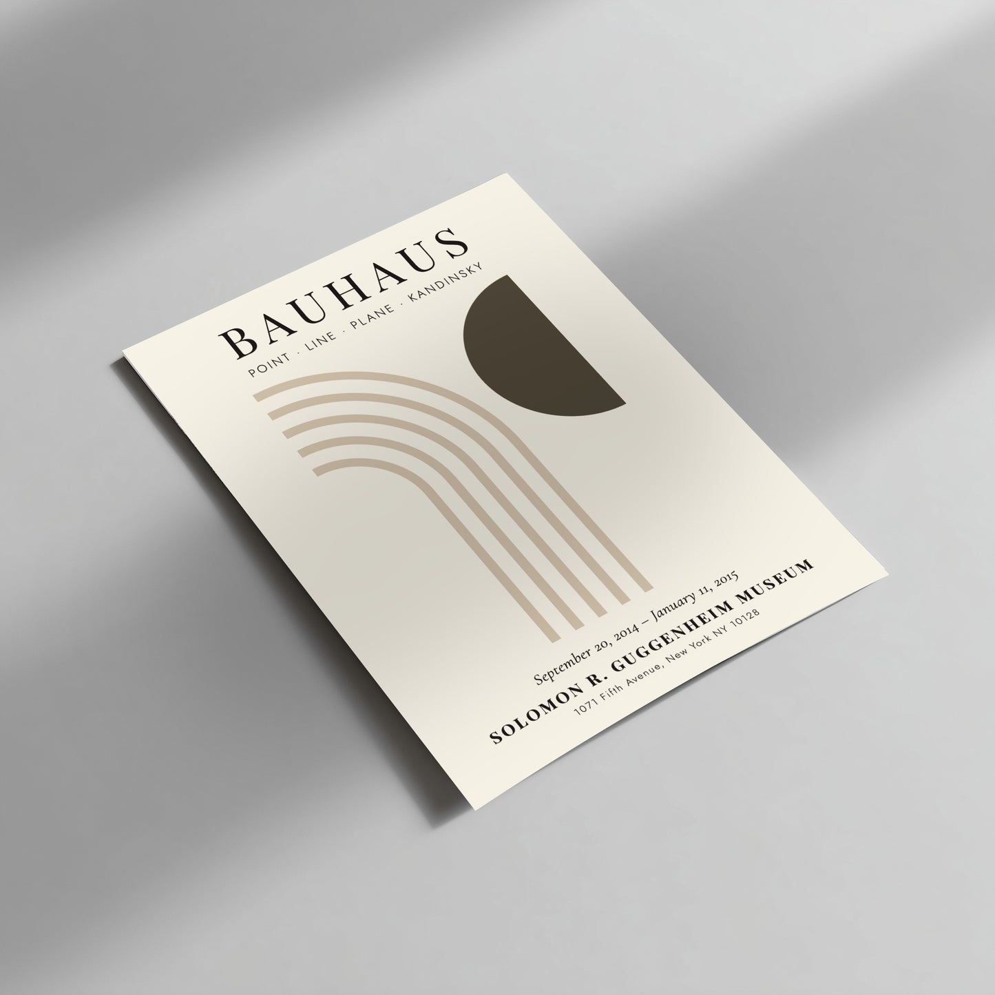 Bauhaus poster featuring abstract geometric shapes in muted colors, perfect for modern home decor.
