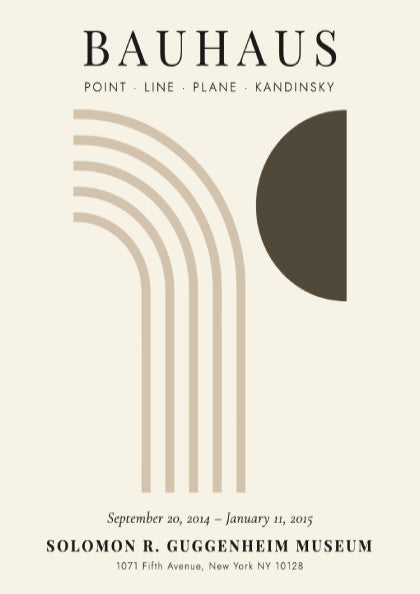 Bauhaus poster featuring abstract geometric shapes in muted colors, perfect for modern home decor.