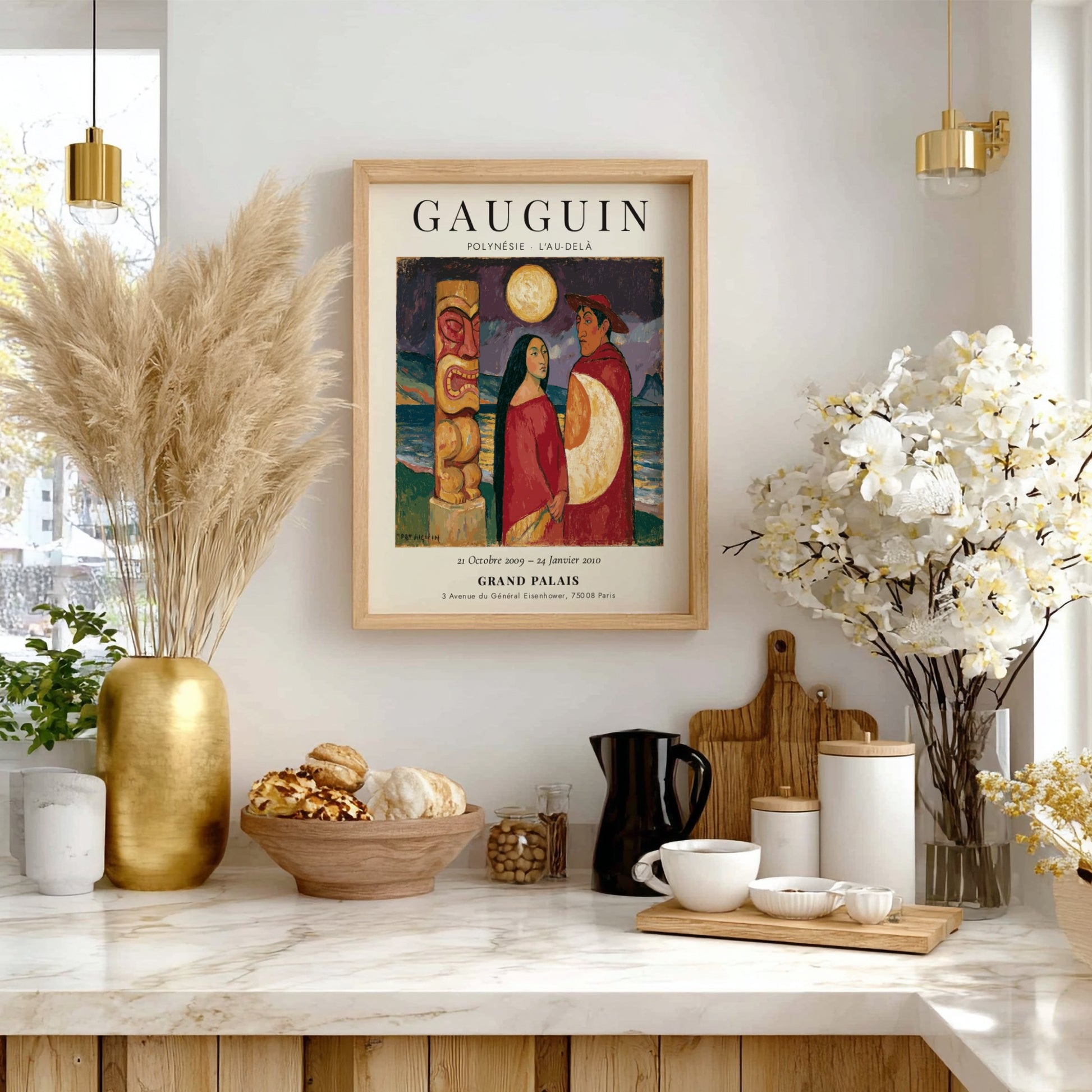 Gauguin Exhibition Poster featuring Polynesian themes and vibrant colors