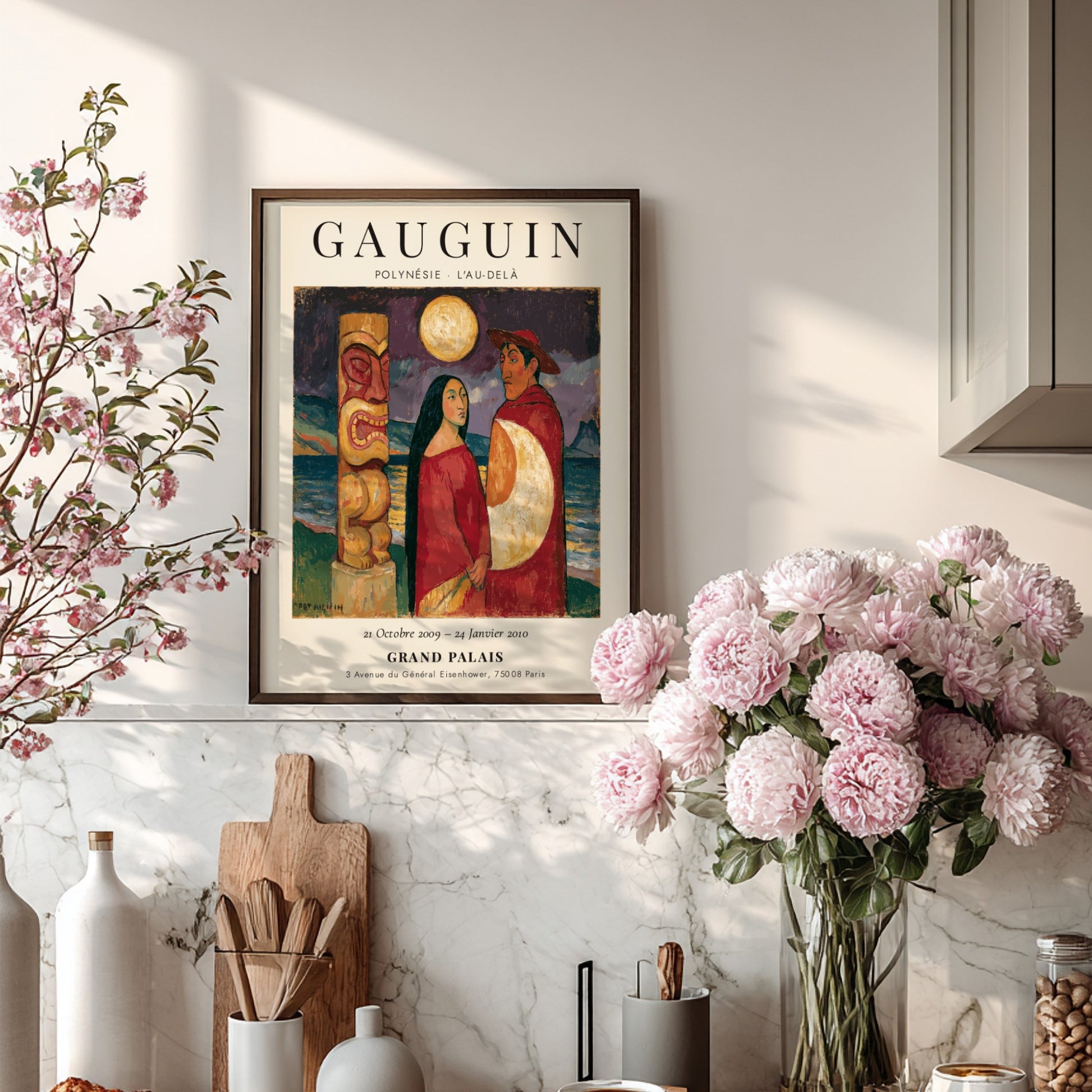 Gauguin Exhibition Poster featuring Polynesian themes and vibrant colors