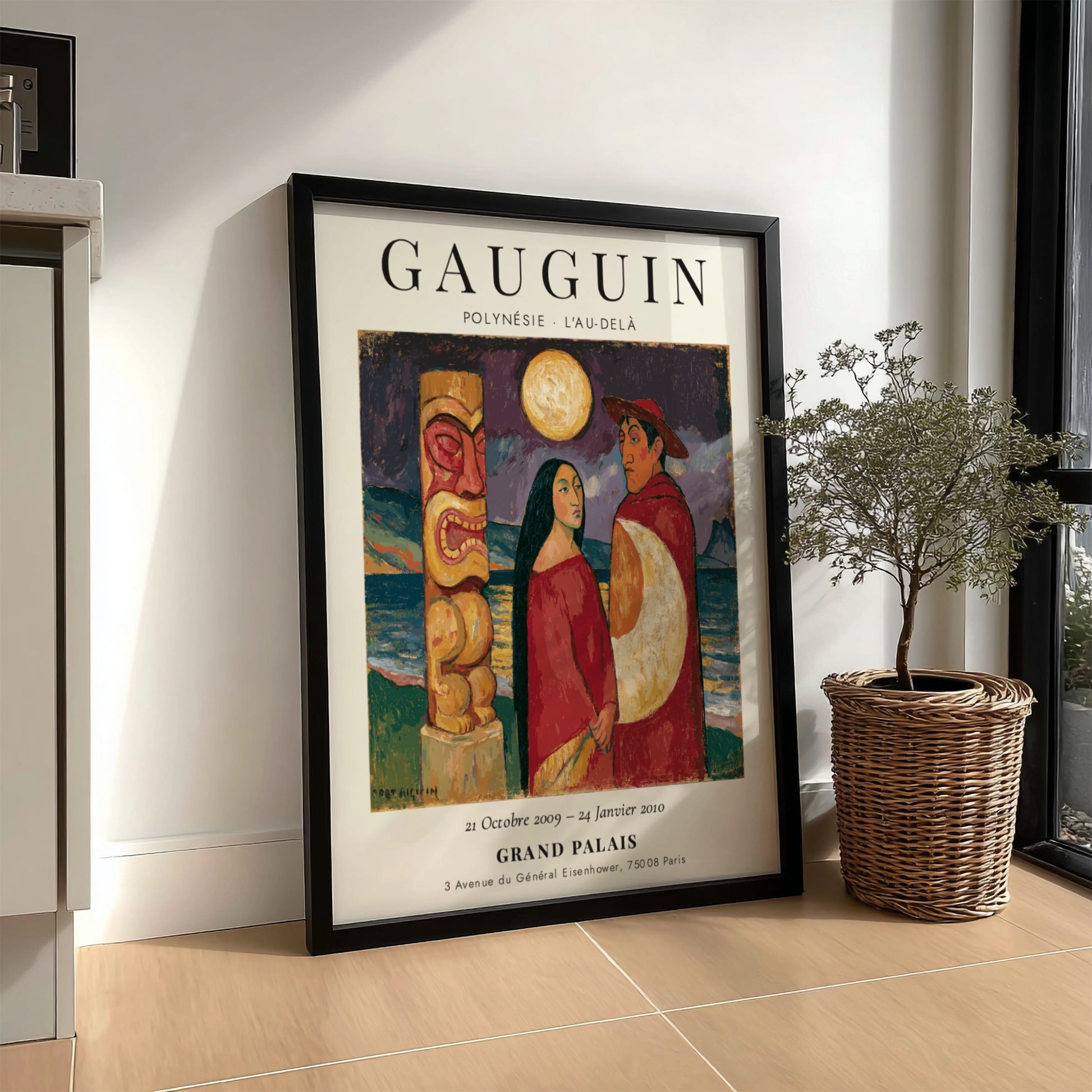 Gauguin Exhibition Poster featuring Polynesian themes and vibrant colors