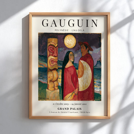 Gauguin Exhibition Poster featuring Polynesian themes and vibrant colors
