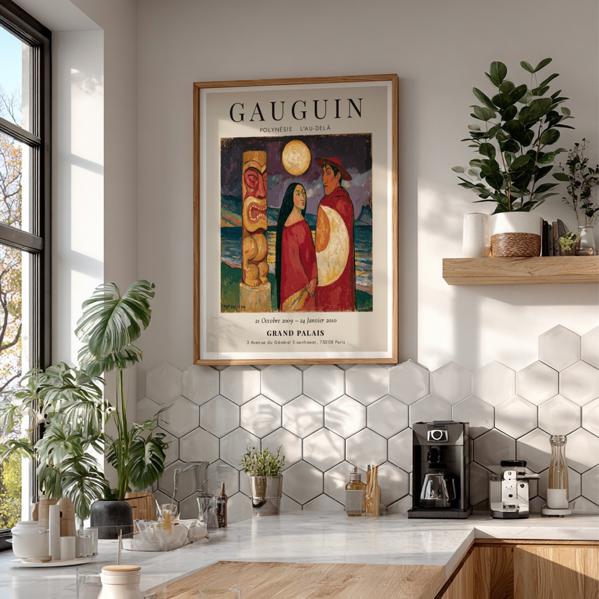 Gauguin Exhibition Poster featuring Polynesian themes and vibrant colors