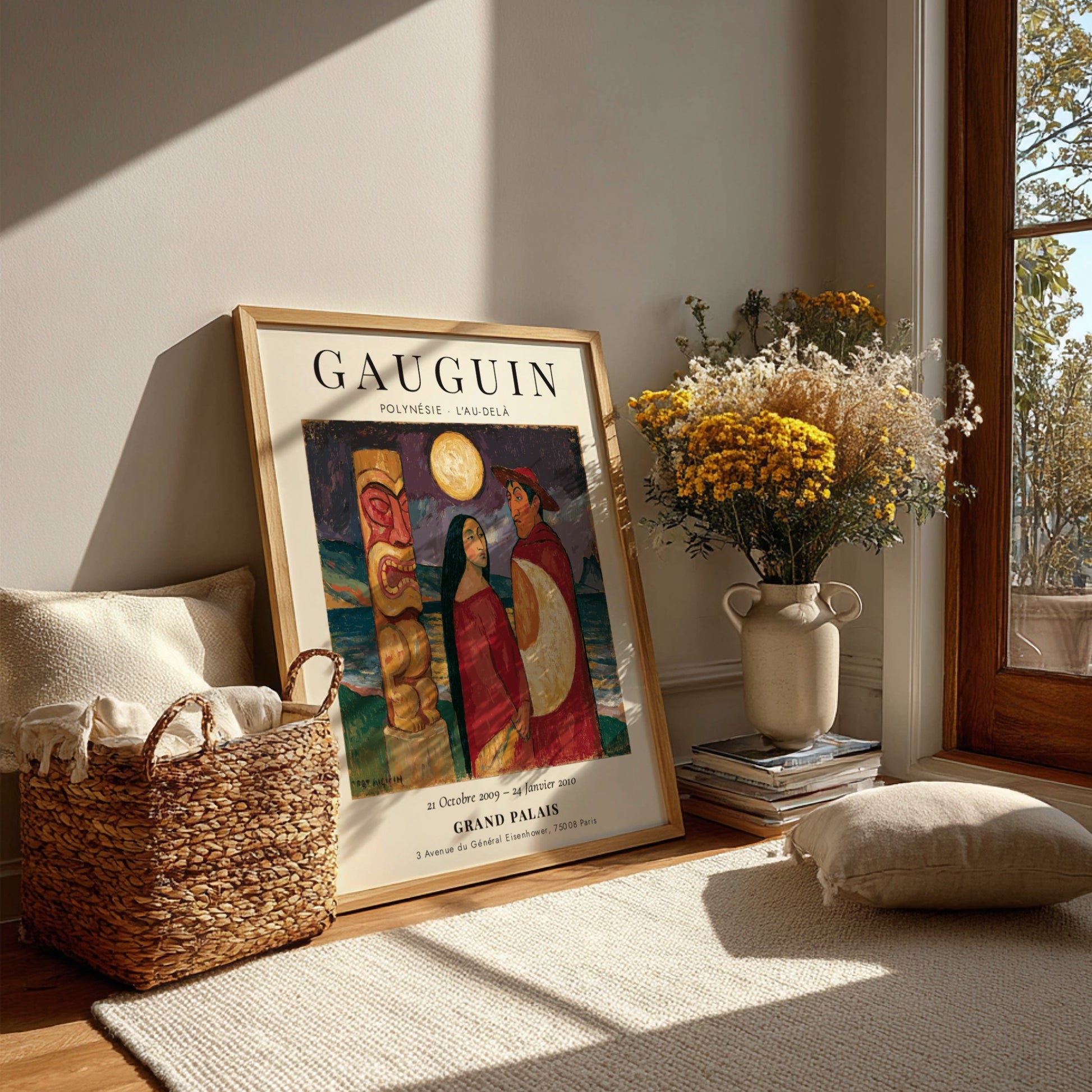 Gauguin Exhibition Poster featuring Polynesian themes and vibrant colors