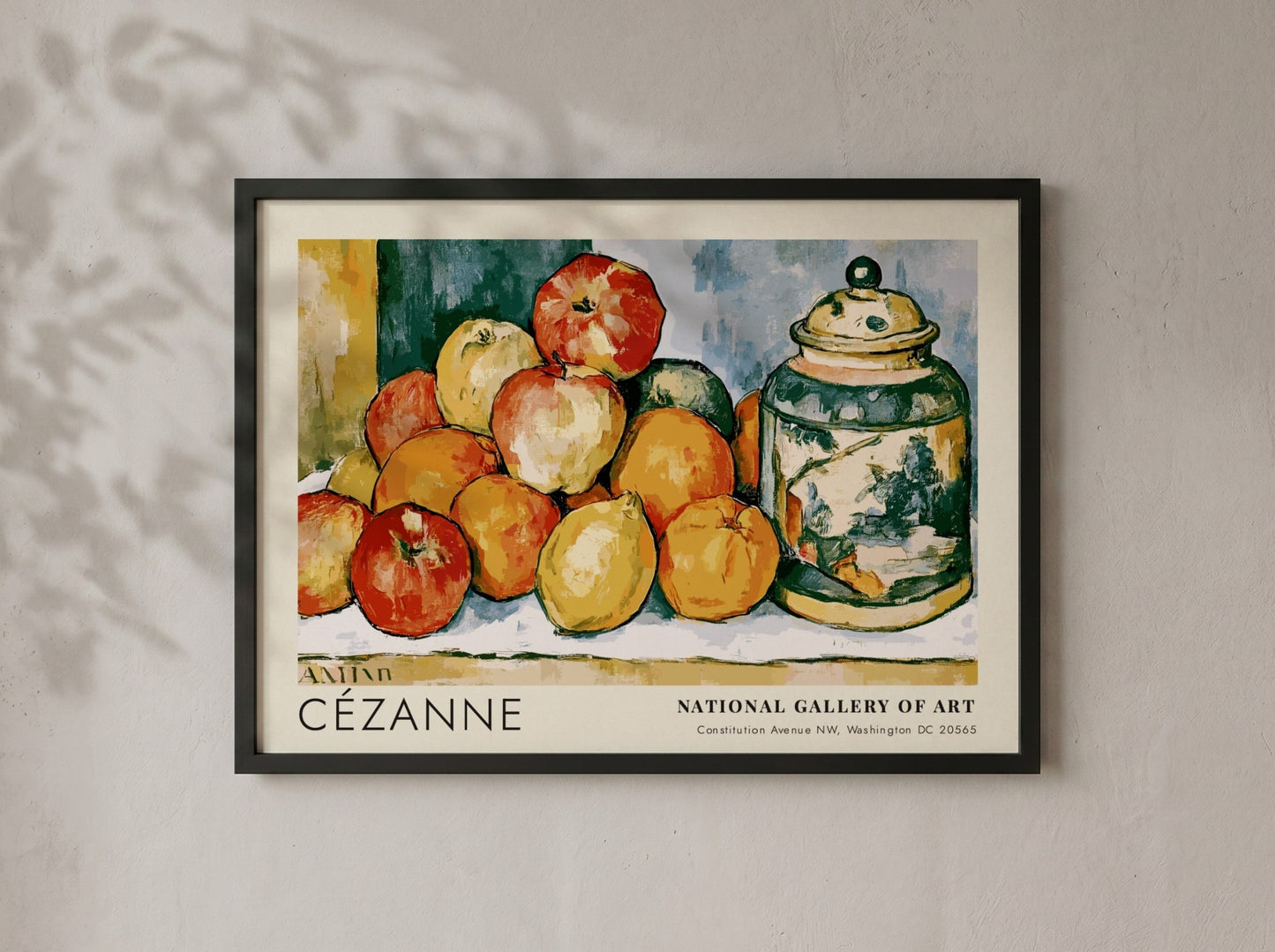 Wall art poster featuring Cézanne Pommes et Oranges still life with vibrant fruit arrangement