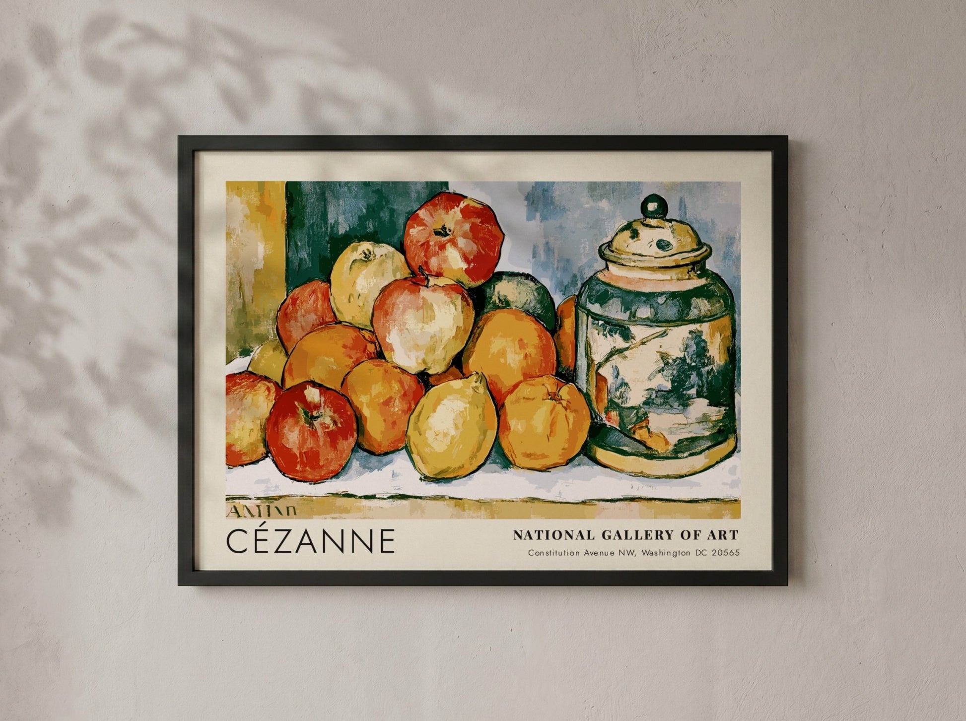 Wall art poster featuring Cézanne Pommes et Oranges still life with vibrant fruit arrangement