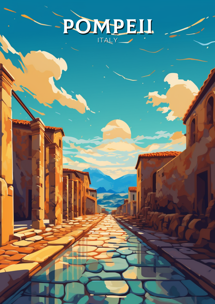 Europe POMPEII TRAVEL PRINT - ITALY ARTWORK