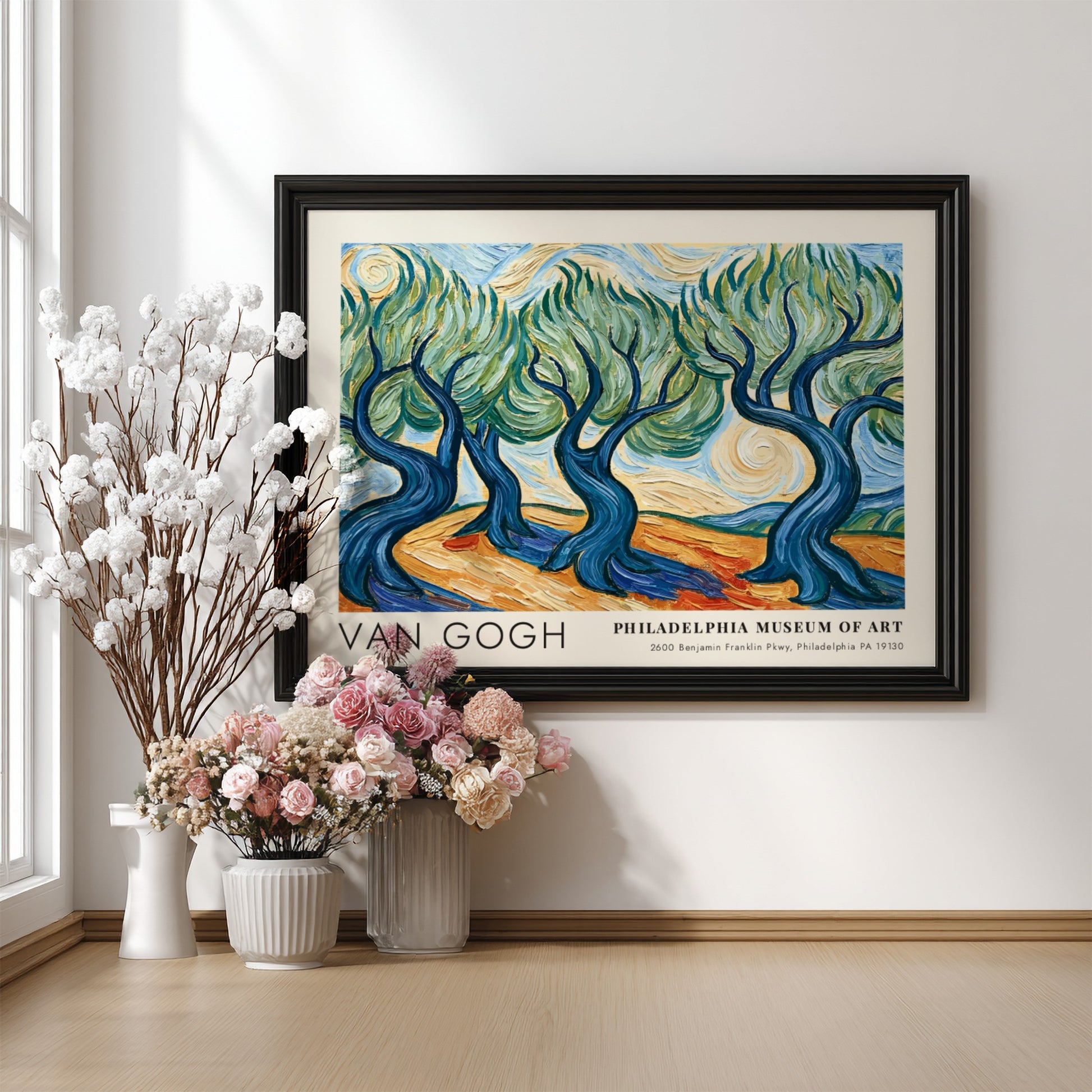 Poppy Field poster featuring vibrant red and green colors in Van Gogh style wall art
