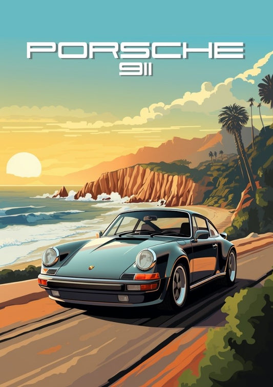 Porsche 911 Print, 1980s