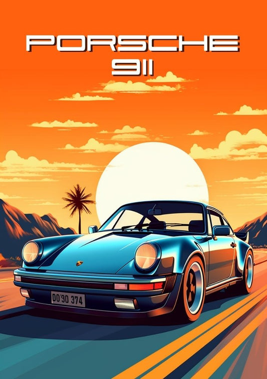 Porsche 911 Print, 1970s