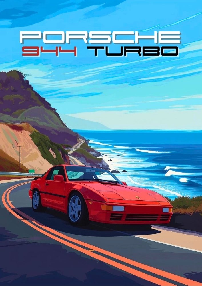 Affiche Porsche 944 Turbo, années 1980