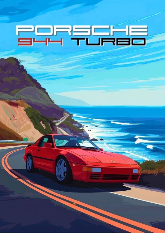 Affiche Porsche 944 Turbo, années 1980