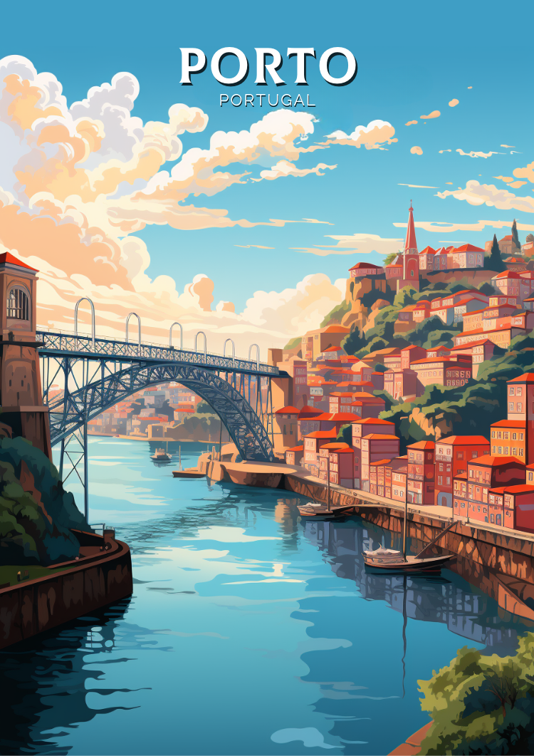 Europe PORTO TRAVEL POSTER - D. LUIS I BRIDGE ARTWORK