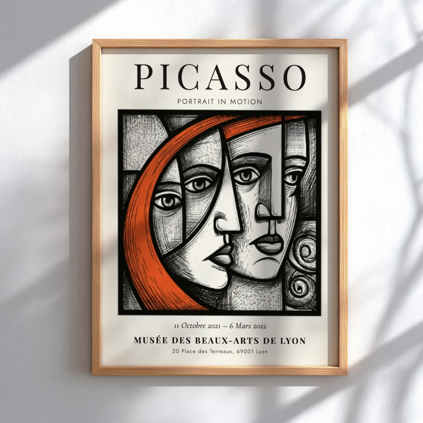 Picasso inspired poster featuring bold lines and vibrant colors, perfect for wall decor.