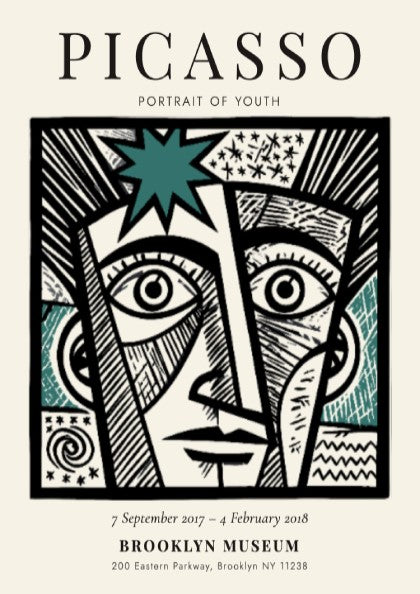 Picasso inspired poster featuring bold lines and vibrant colors, capturing the essence of youth.