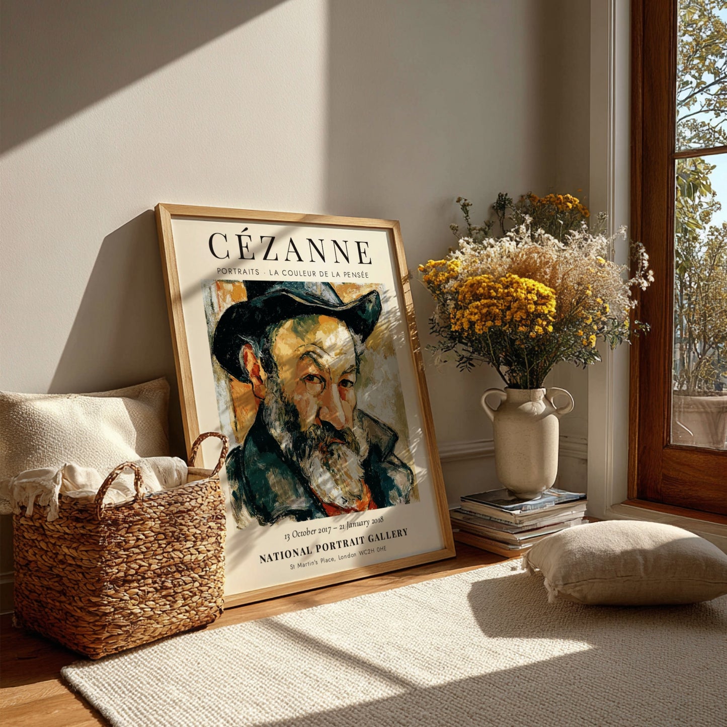 Cézanne exhibition poster featuring vibrant colors and expressive brush strokes