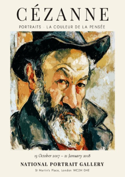 Cézanne exhibition poster featuring vibrant colors and expressive brush strokes