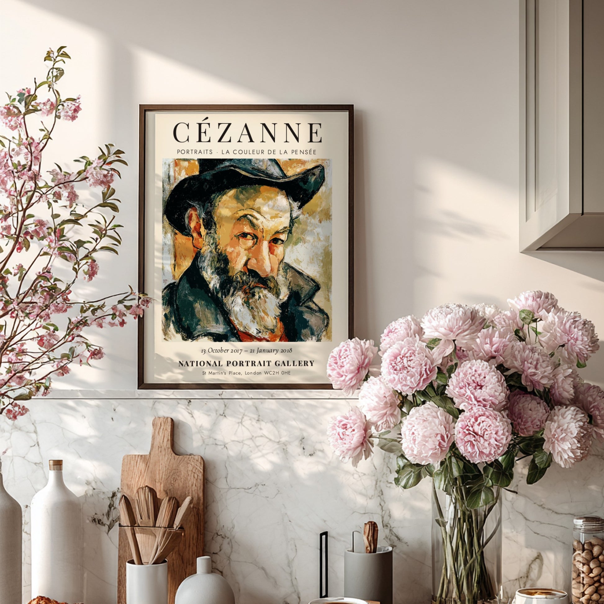 Cézanne exhibition poster featuring vibrant colors and expressive brush strokes