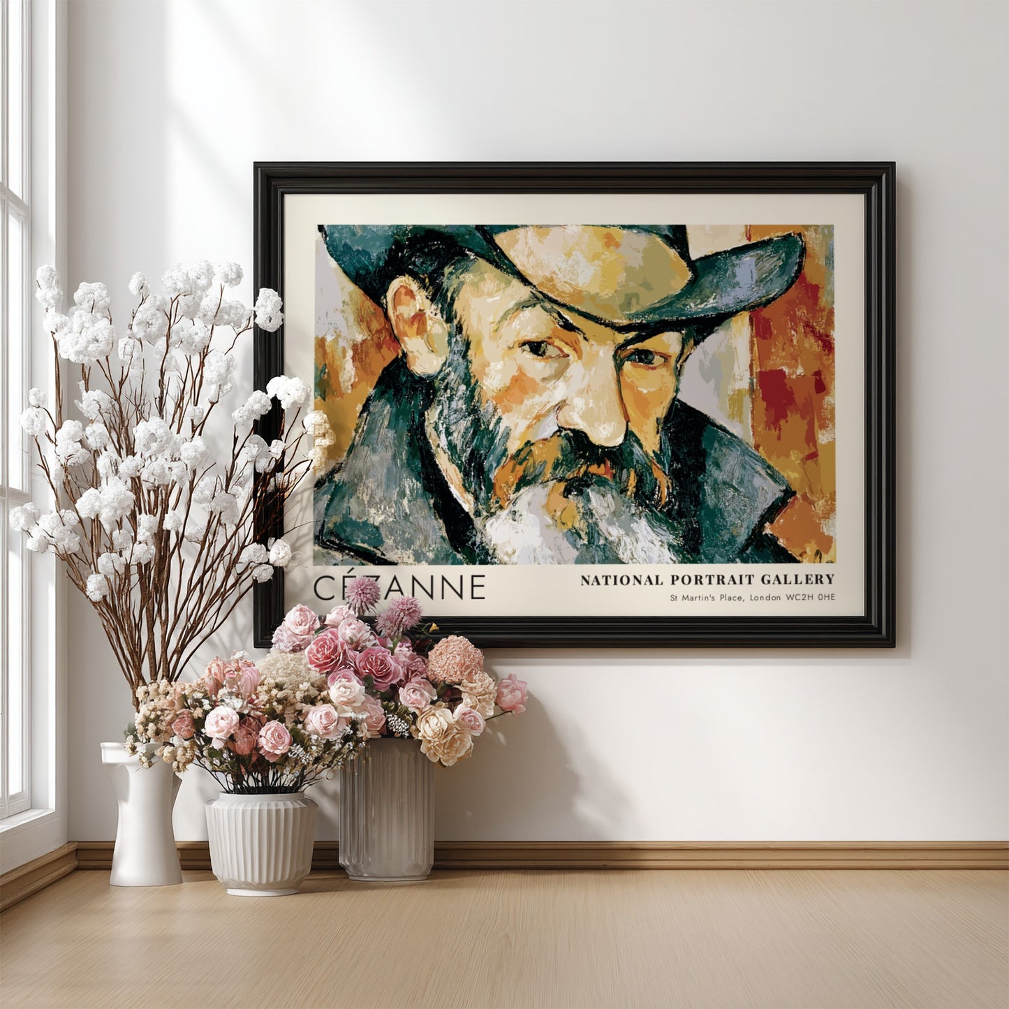 Wall art poster of a Cézanne self-portrait from the National Portrait Gallery exhibition display