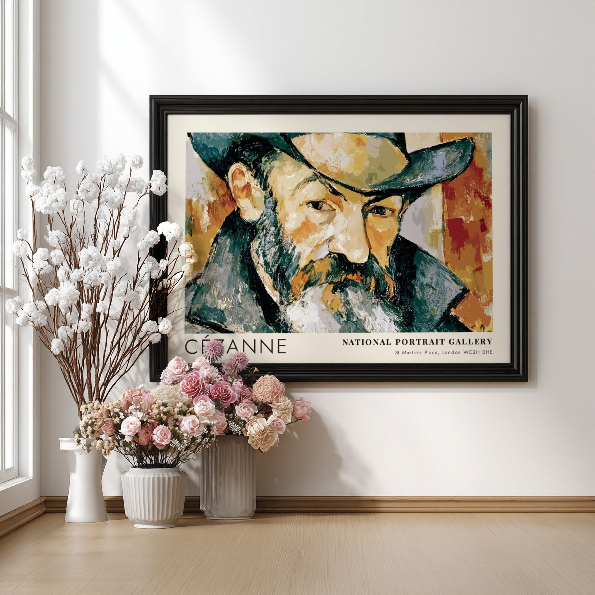 Wall art poster of a Cézanne self-portrait from the National Portrait Gallery exhibition display