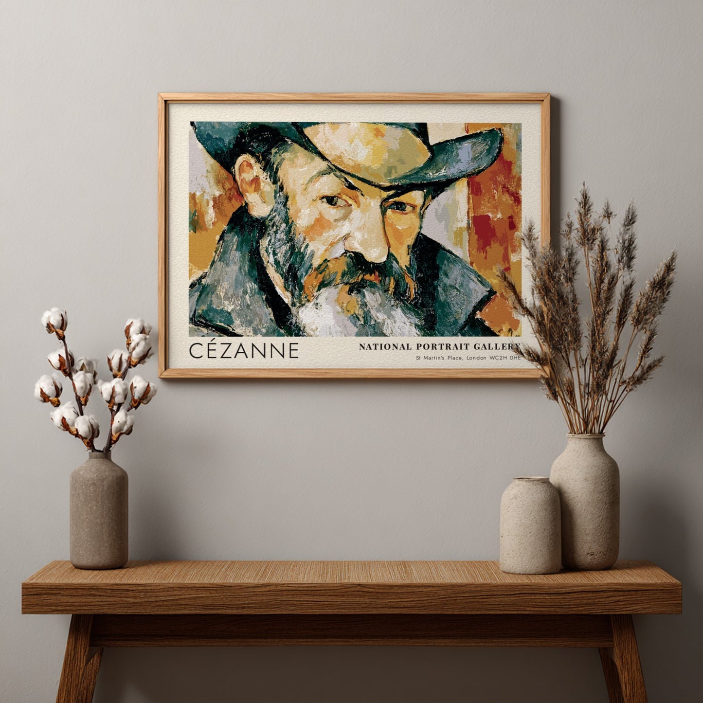 Wall art poster of a Cézanne self-portrait from the National Portrait Gallery exhibition display