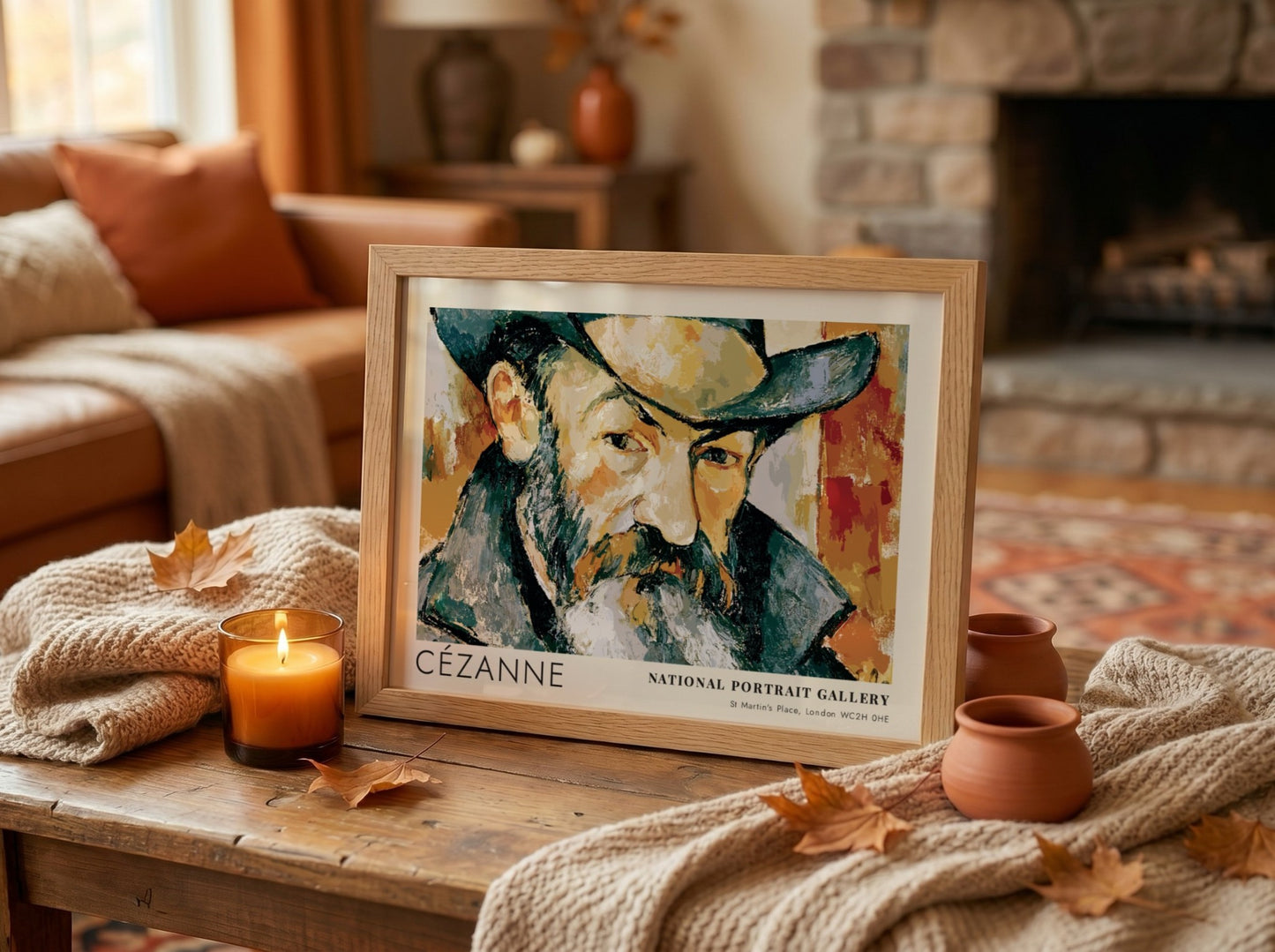 Wall art poster of a Cézanne self-portrait from the National Portrait Gallery exhibition display